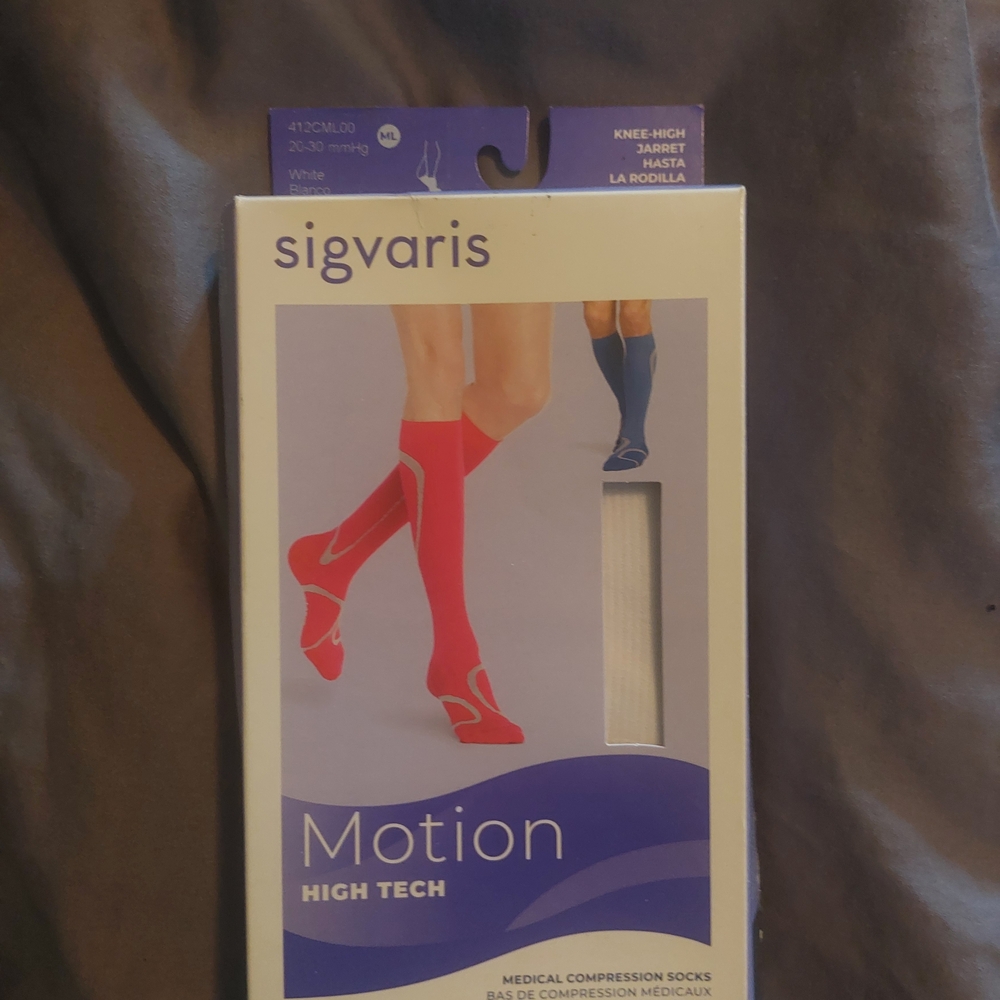 Sigvaris Motion High Tech Knee-High Compression Socks — White